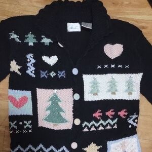 Kathie Lee Collection Black Multicolor Cardigan